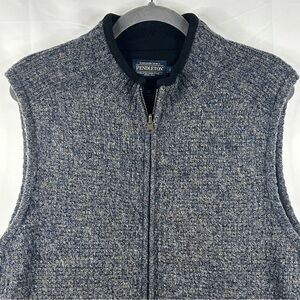 Pendleton Washable Wool Sweater Vest Size Large Zip Up Fleece Lined Reversible